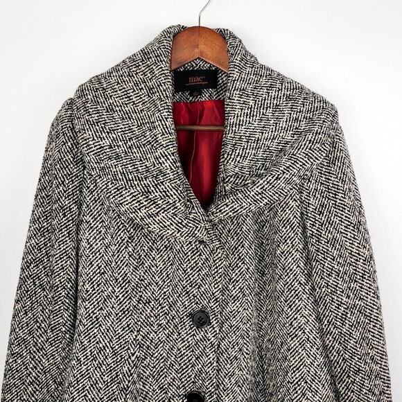 Mackintosh New England Black and White Houndstooth Tweed Trench Coat Size Large - Picture 3 of 8